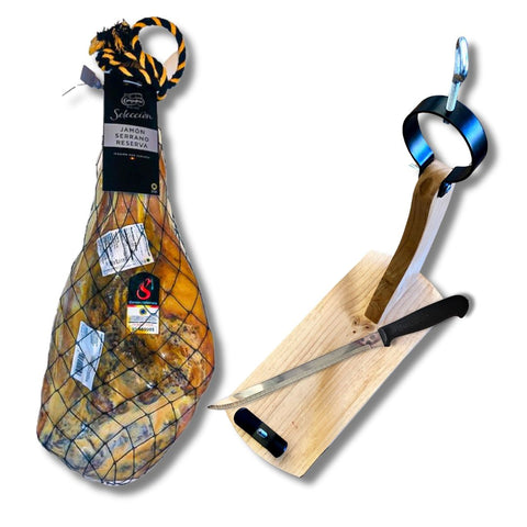 Campofrio Jamón Serrano, Bone-In + Jamón Carving Stand & Knife